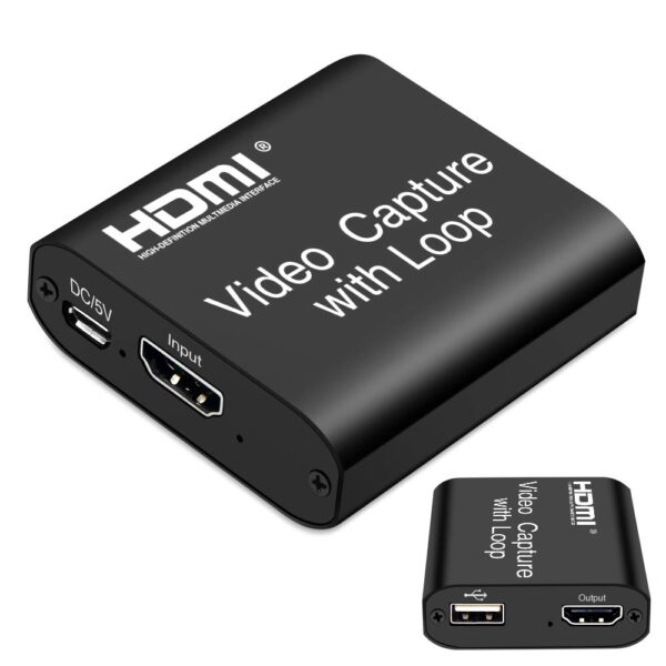 4K HDMI Video Capture Card 1080p Device With Mic for Live Streaming Video Recording Loop Out