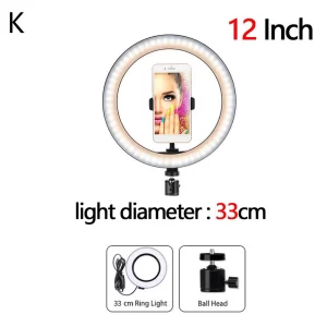 12-inch LED Light Lamp Mobile Phone Holder Selfie Ring Light